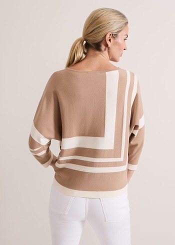 Phase Eight Geri Geo Lined Knitwear Brown USA | 7250316-DJ